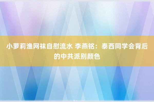 小萝莉渔网袜自慰流水 李燕铭：泰西同学会背后的中共派别颜色